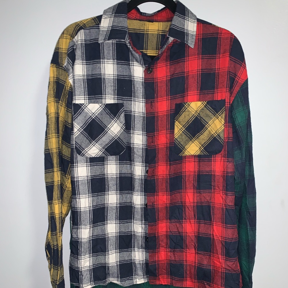 Flannel pieced button up top